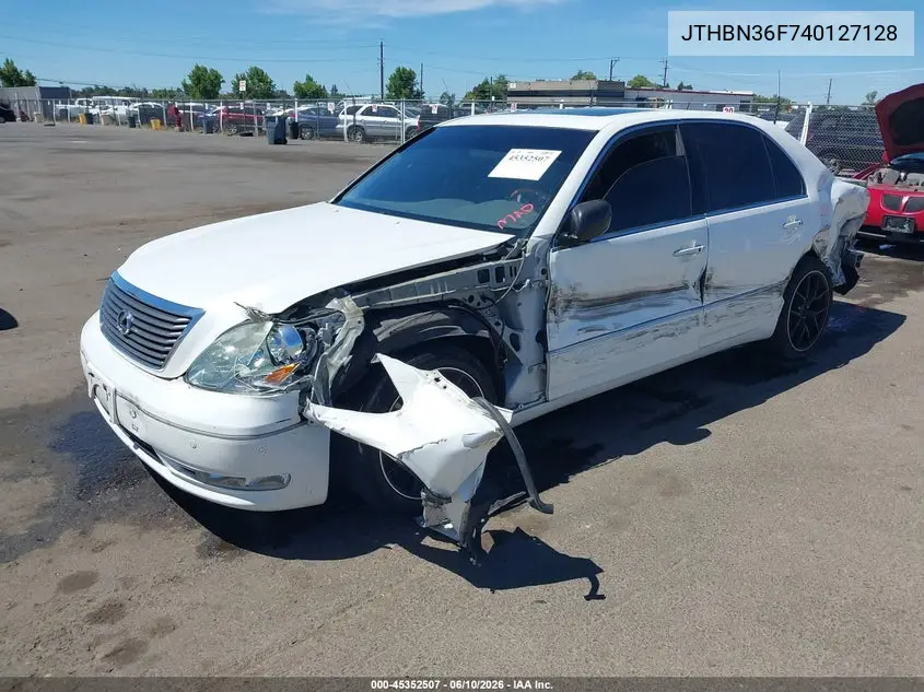 2004 Lexus Ls 430 VIN: JTHBN36F740127128 Lot: 45352507