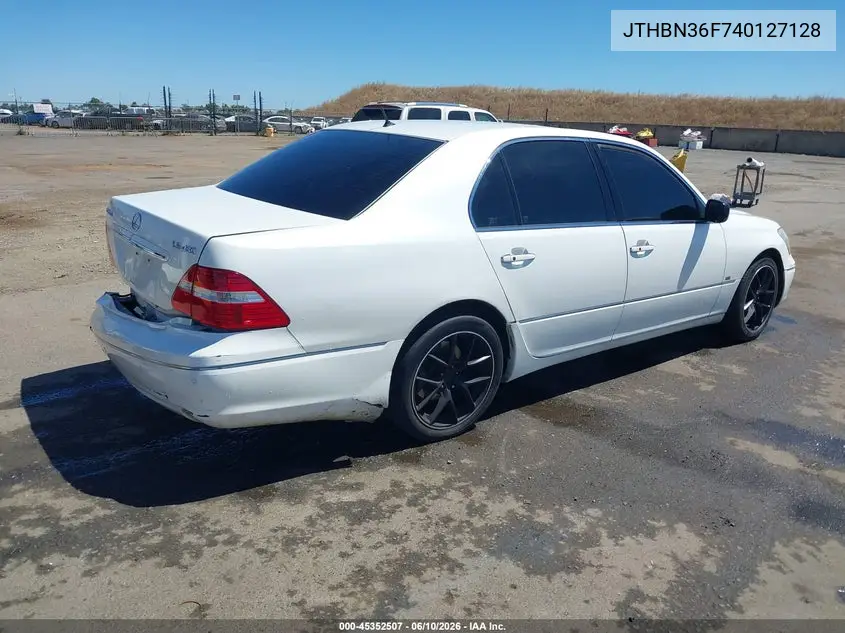 2004 Lexus Ls 430 VIN: JTHBN36F740127128 Lot: 45352507