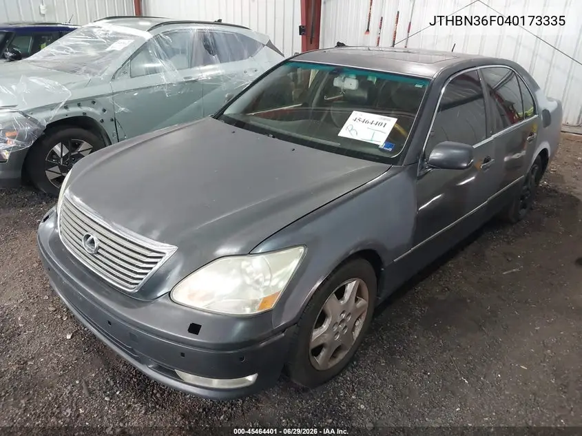 2004 Lexus Ls 430 VIN: JTHBN36F040173335 Lot: 45464401