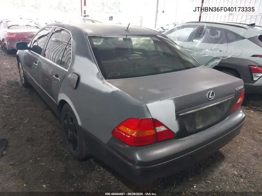 2004 Lexus Ls 430 VIN: JTHBN36F040173335 Lot: 45464401