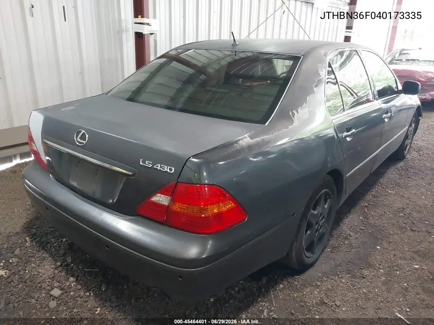 2004 Lexus Ls 430 VIN: JTHBN36F040173335 Lot: 45464401