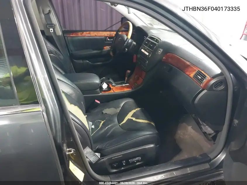 2004 Lexus Ls 430 VIN: JTHBN36F040173335 Lot: 45464401