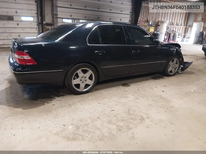 2004 Lexus Ls 430 VIN: JTHBN36F040155353 Lot: 45530546