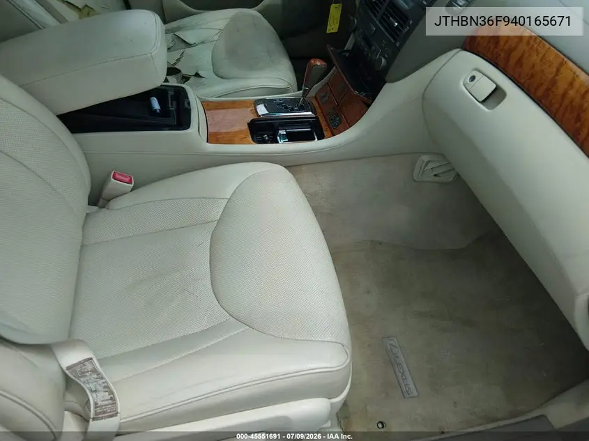 2004 Lexus Ls 430 VIN: JTHBN36F940165671 Lot: 45551691