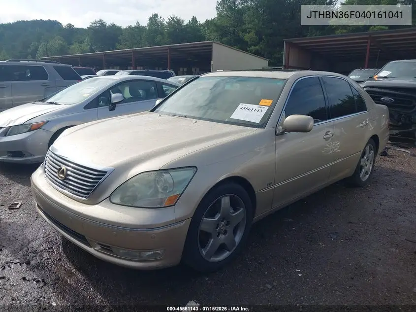 2004 Lexus Ls 430 VIN: JTHBN36F040161041 Lot: 45561143