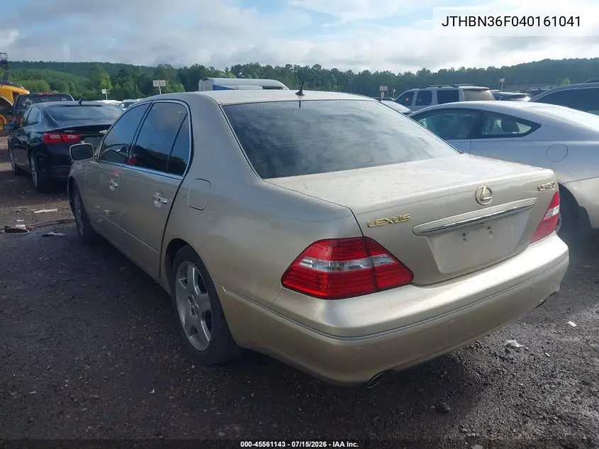 2004 Lexus Ls 430 VIN: JTHBN36F040161041 Lot: 45561143