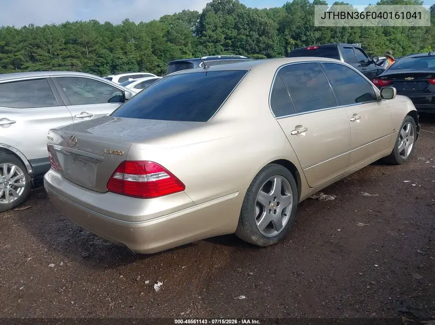 2004 Lexus Ls 430 VIN: JTHBN36F040161041 Lot: 45561143