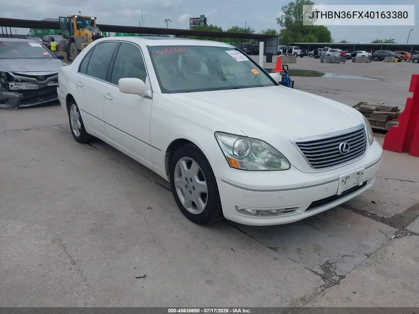 2004 Lexus Ls 430 VIN: JTHBN36FX40163380 Lot: 45638690