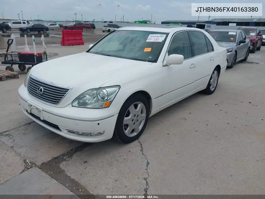 2004 Lexus Ls 430 VIN: JTHBN36FX40163380 Lot: 45638690