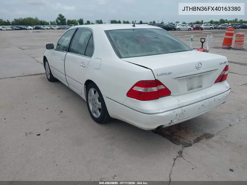 2004 Lexus Ls 430 VIN: JTHBN36FX40163380 Lot: 45638690