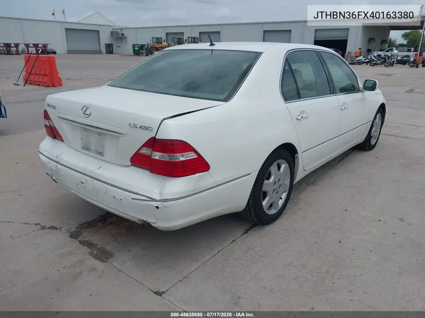 2004 Lexus Ls 430 VIN: JTHBN36FX40163380 Lot: 45638690