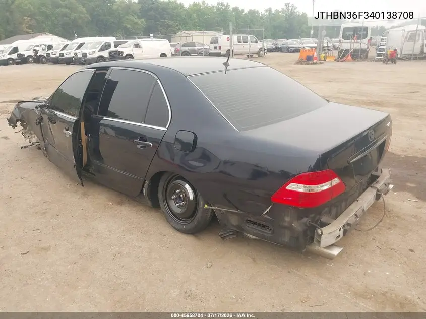 2004 Lexus Ls 430 VIN: JTHBN36F340138708 Lot: 45658704