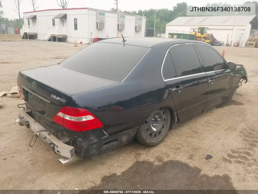 2004 Lexus Ls 430 VIN: JTHBN36F340138708 Lot: 45658704