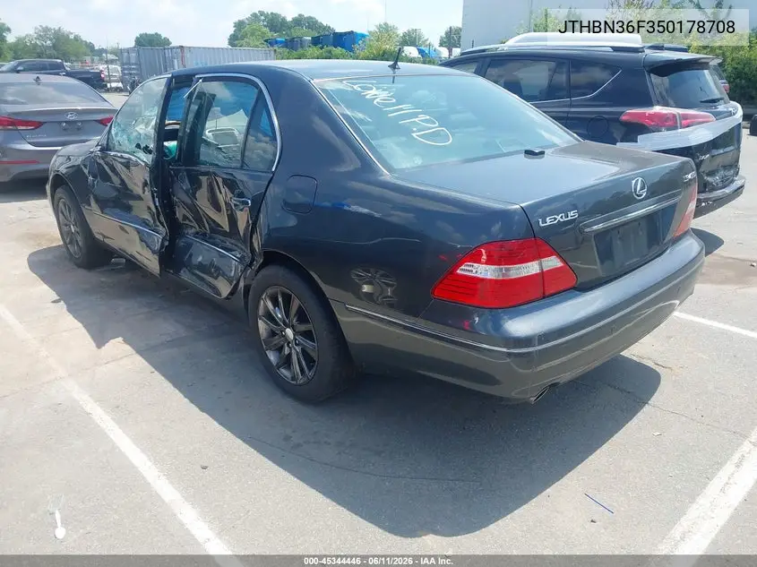 2005 Lexus Ls 430 VIN: JTHBN36F350178708 Lot: 45344446