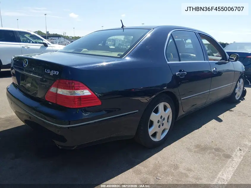2005 Lexus Ls 430 VIN: JTHBN36F455006707 Lot: 45356924