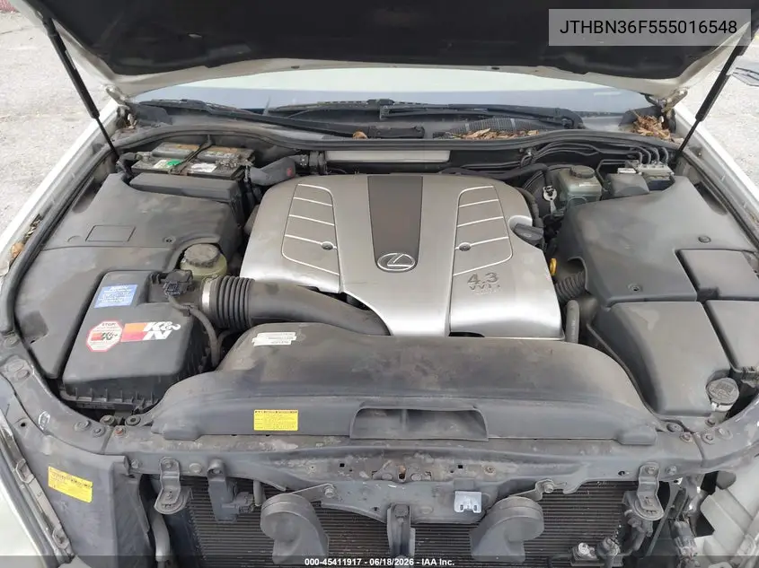 2005 Lexus Ls 430 VIN: JTHBN36F555016548 Lot: 45411917