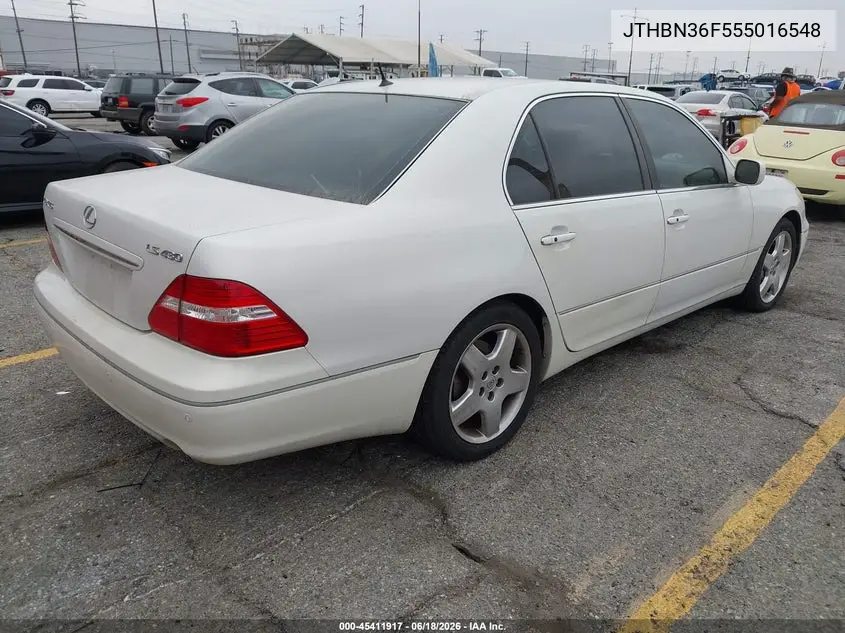 2005 Lexus Ls 430 VIN: JTHBN36F555016548 Lot: 45411917