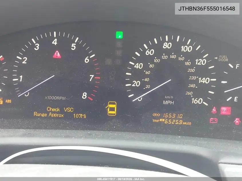 2005 Lexus Ls 430 VIN: JTHBN36F555016548 Lot: 45411917