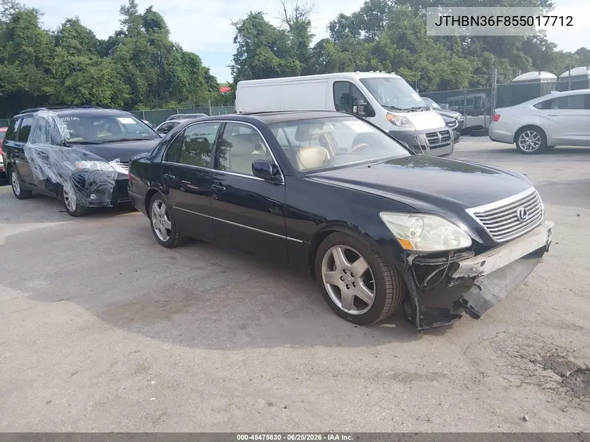 2005 Lexus Ls 430 VIN: JTHBN36F855017712 Lot: 45475630