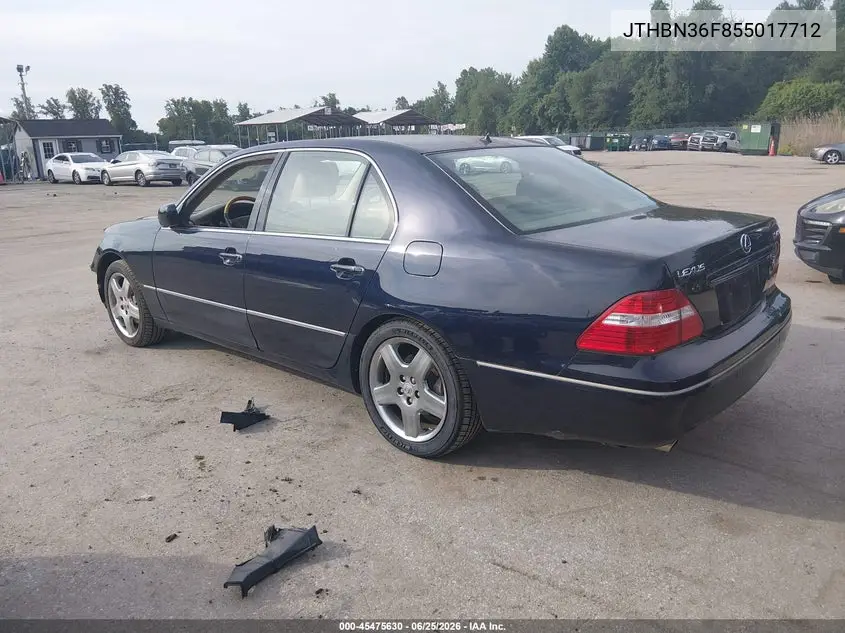 2005 Lexus Ls 430 VIN: JTHBN36F855017712 Lot: 45475630