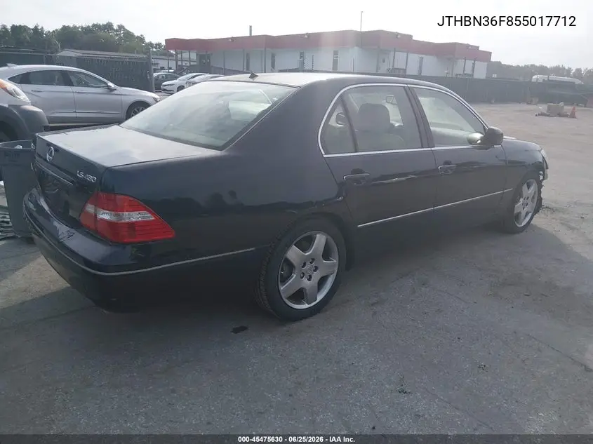 2005 Lexus Ls 430 VIN: JTHBN36F855017712 Lot: 45475630
