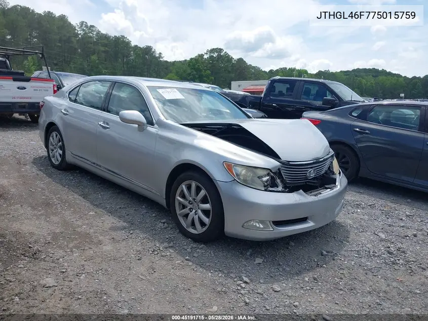 2007 Lexus Ls 460 L VIN: JTHGL46F775015759 Lot: 45191715