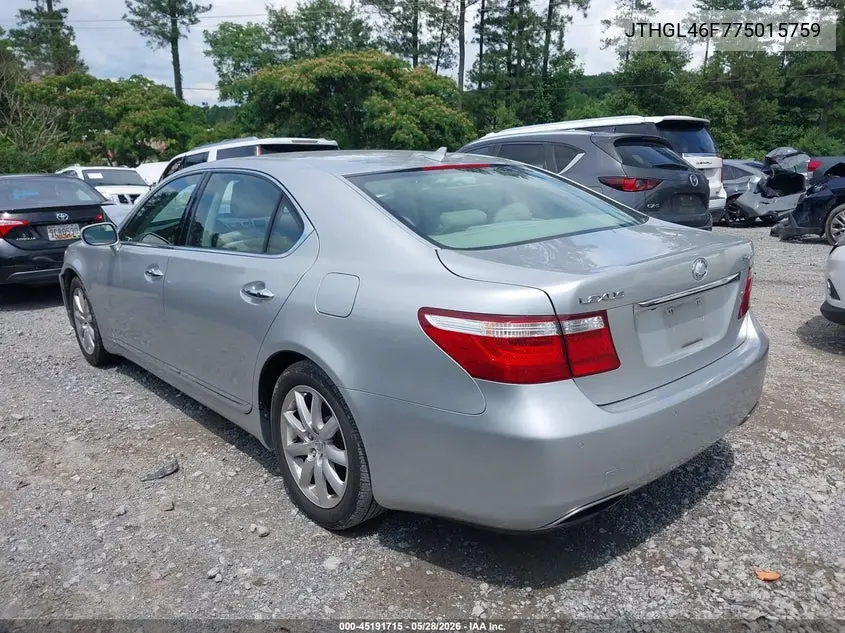 2007 Lexus Ls 460 L VIN: JTHGL46F775015759 Lot: 45191715