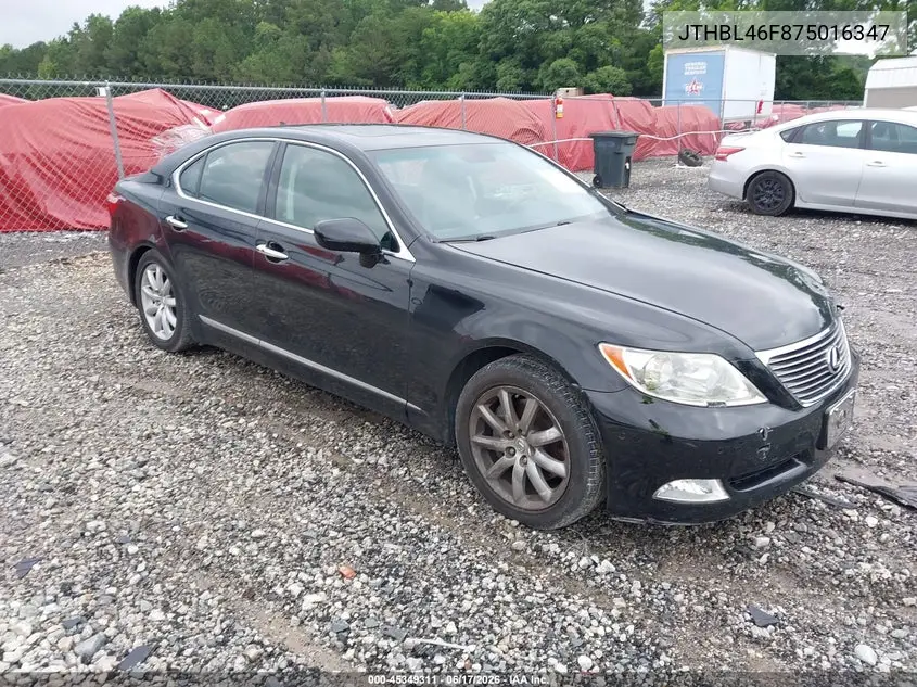 2007 Lexus Ls 460 VIN: JTHBL46F875016347 Lot: 45349311