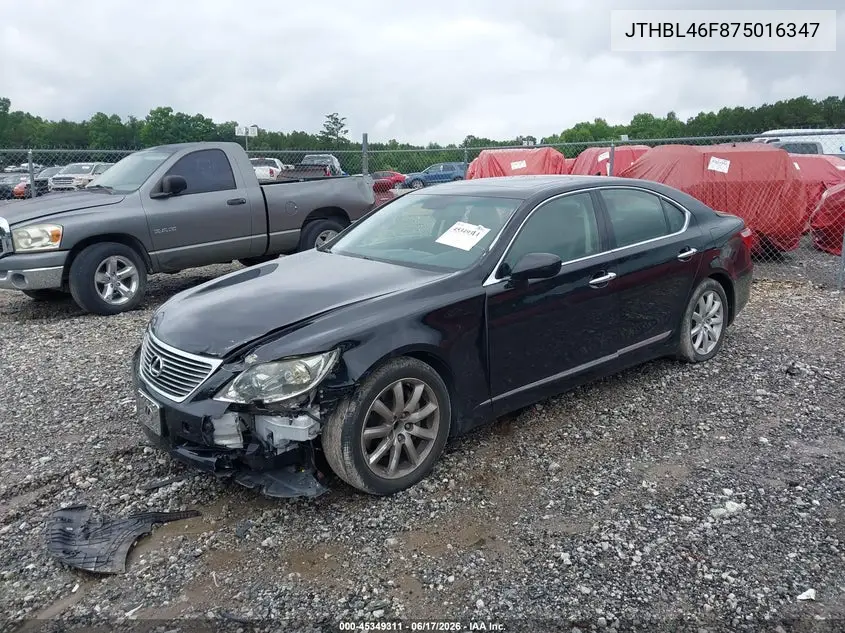 2007 Lexus Ls 460 VIN: JTHBL46F875016347 Lot: 45349311