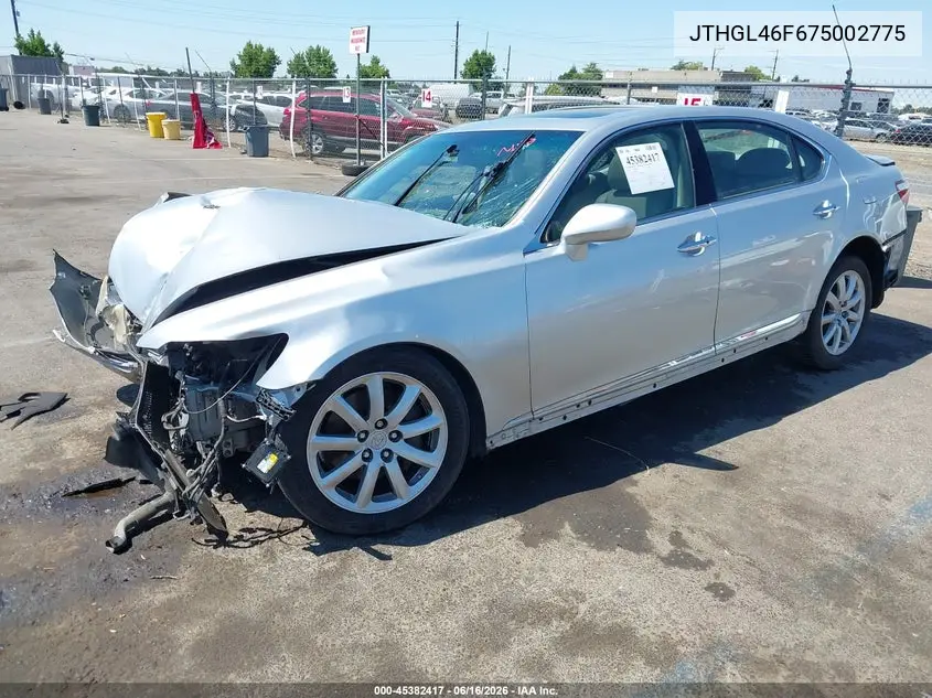 2007 Lexus Ls 460 L VIN: JTHGL46F675002775 Lot: 45382417