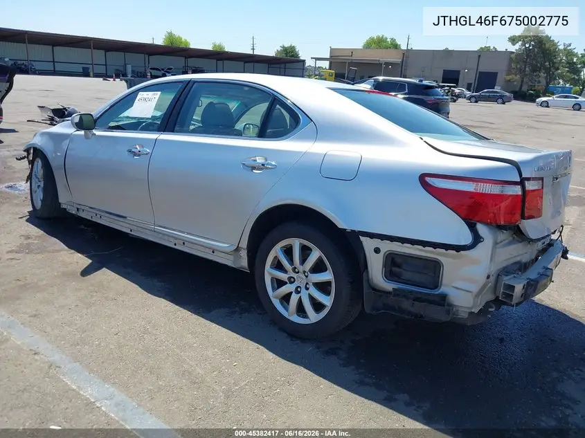 2007 Lexus Ls 460 L VIN: JTHGL46F675002775 Lot: 45382417