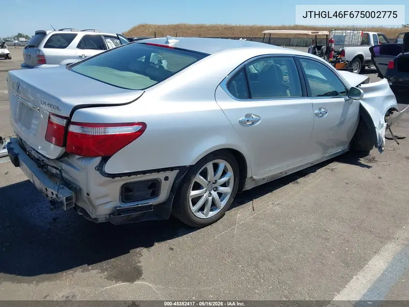 2007 Lexus Ls 460 L VIN: JTHGL46F675002775 Lot: 45382417