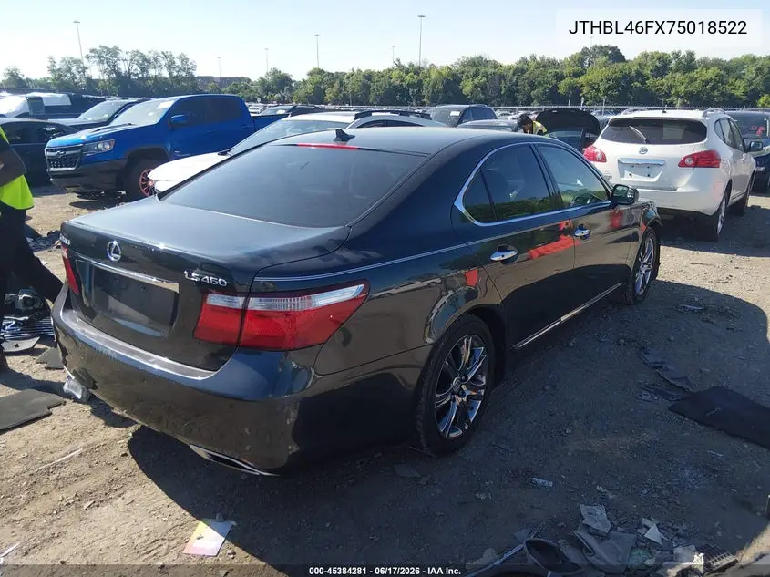 2007 Lexus Ls 460 VIN: JTHBL46FX75018522 Lot: 45384281