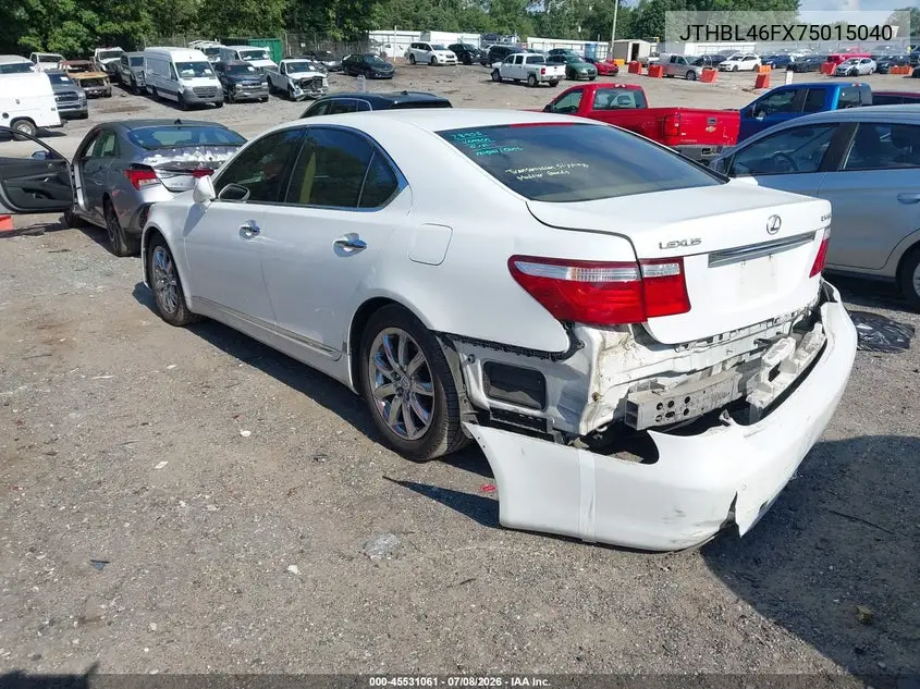 2007 Lexus Ls 460 VIN: JTHBL46FX75015040 Lot: 45531061