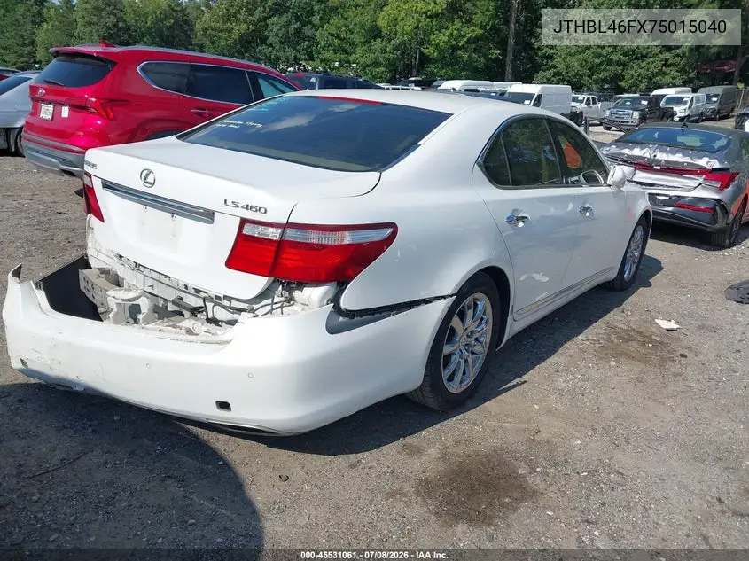 2007 Lexus Ls 460 VIN: JTHBL46FX75015040 Lot: 45531061