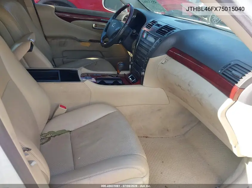 2007 Lexus Ls 460 VIN: JTHBL46FX75015040 Lot: 45531061