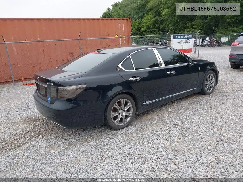 2007 Lexus Ls 460 VIN: JTHBL46F675003662 Lot: 45629775