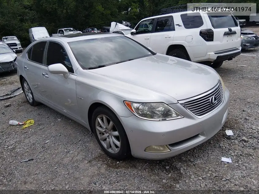 2007 Lexus Ls 460 VIN: JTHBL46F675041974 Lot: 45638643