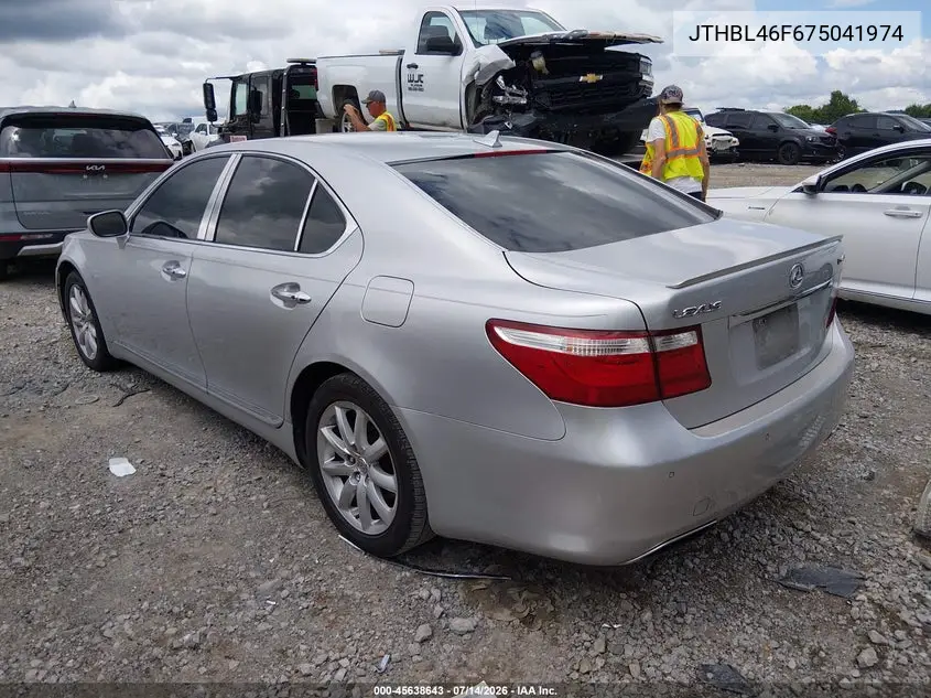 2007 Lexus Ls 460 VIN: JTHBL46F675041974 Lot: 45638643