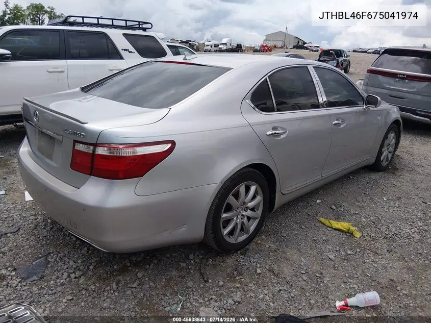 2007 Lexus Ls 460 VIN: JTHBL46F675041974 Lot: 45638643