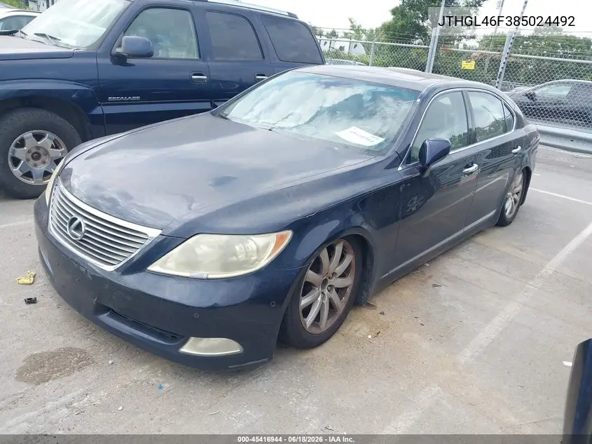 2008 Lexus Ls 460 L VIN: JTHGL46F385024492 Lot: 45416944