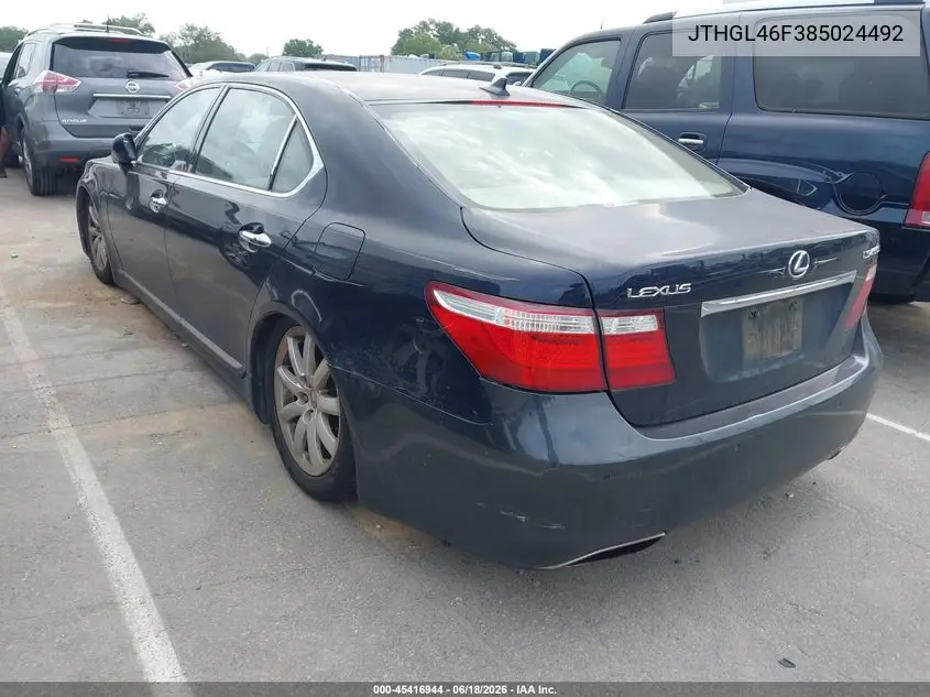 2008 Lexus Ls 460 L VIN: JTHGL46F385024492 Lot: 45416944
