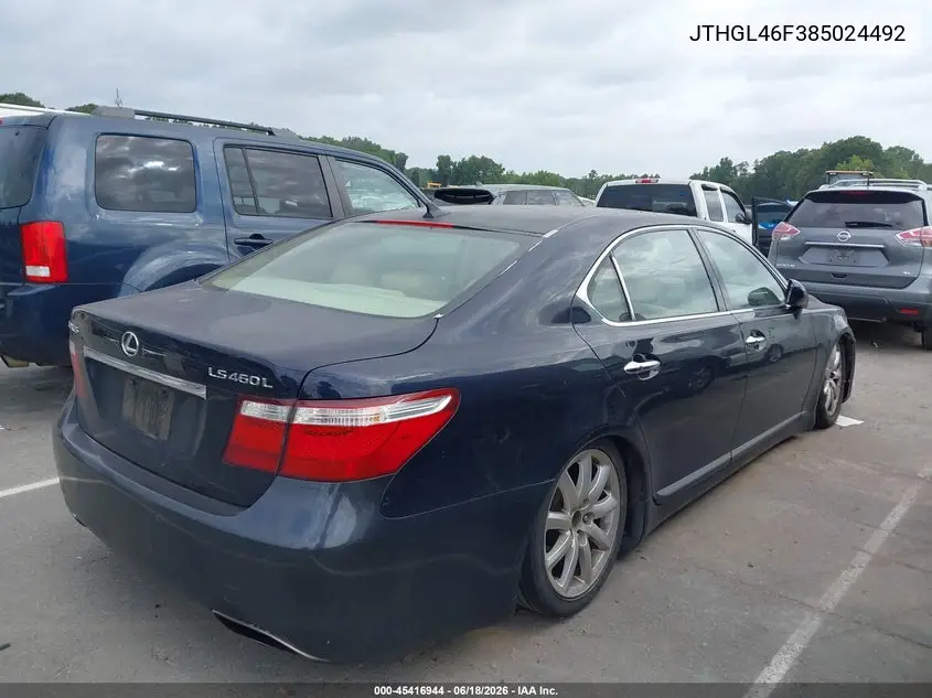 2008 Lexus Ls 460 L VIN: JTHGL46F385024492 Lot: 45416944