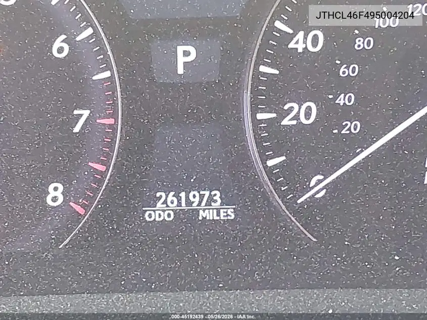 2009 Lexus Ls 460 VIN: JTHCL46F495004204 Lot: 45192439