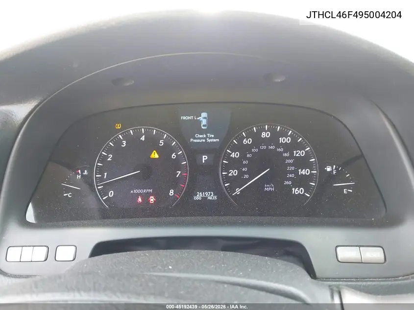 2009 Lexus Ls 460 VIN: JTHCL46F495004204 Lot: 45192439
