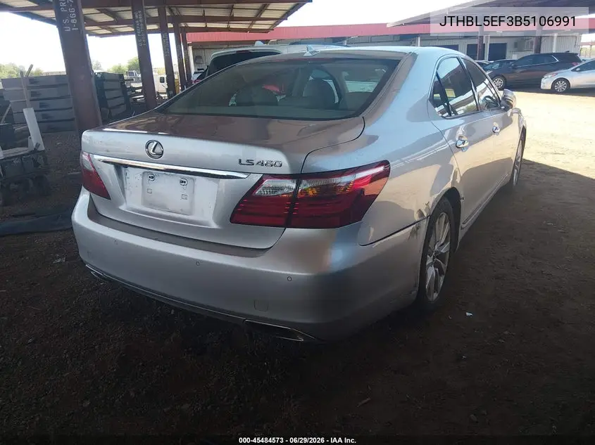 2011 Lexus Ls 460 VIN: JTHBL5EF3B5106991 Lot: 45484573