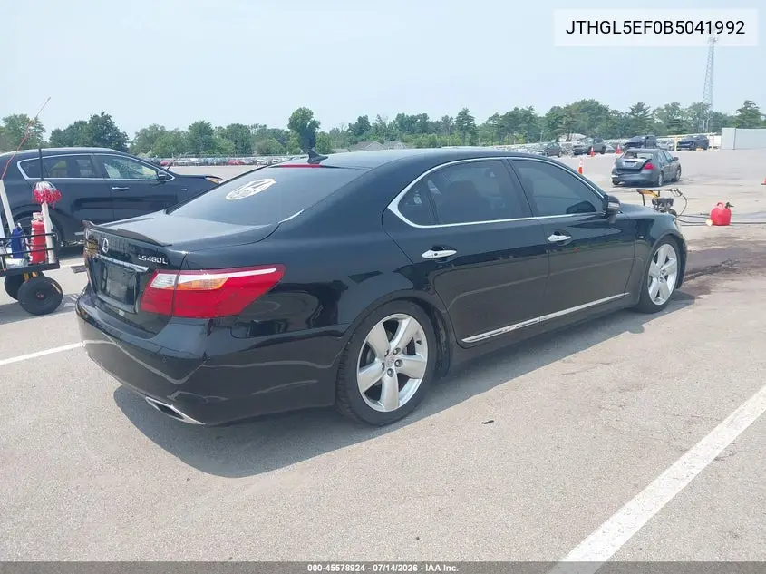 2011 Lexus Ls 460 L VIN: JTHGL5EF0B5041992 Lot: 45578924