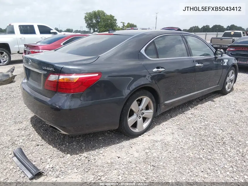 2011 Lexus Ls 460 L VIN: JTHGL5EFXB5043412 Lot: 45630571