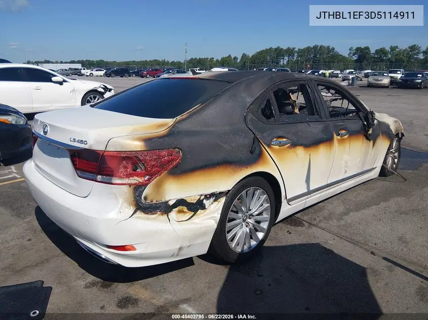 2013 Lexus Ls 460 VIN: JTHBL1EF3D5114911 Lot: 45402795