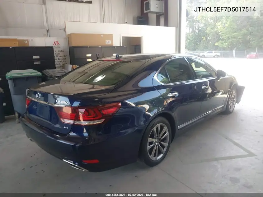 2013 Lexus Ls 460 VIN: JTHCL5EF7D5017514 Lot: 45542828